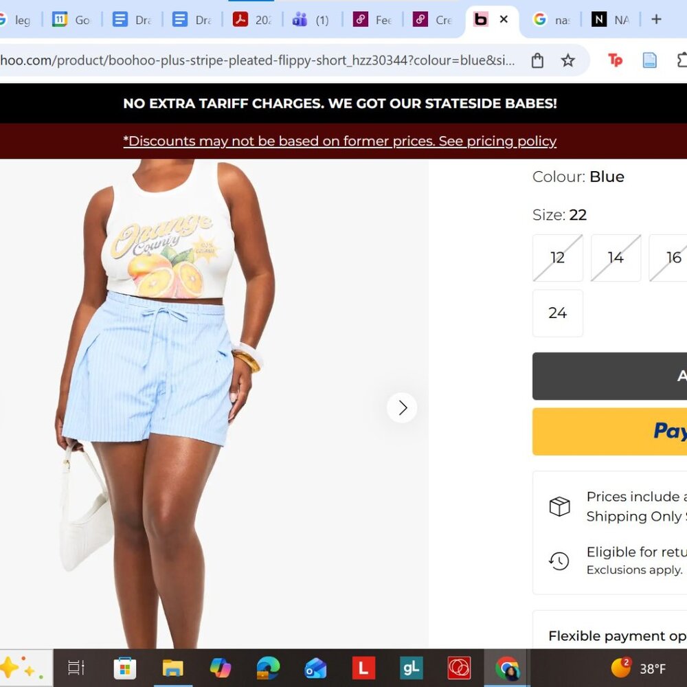Boohoo Blue Flippy Shorts NWT - Picture 2 of 3